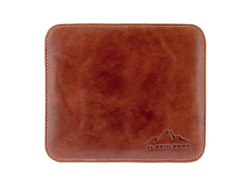 Alpenleder Mausmatte Bregenz Cognac Mauspad aus Leder