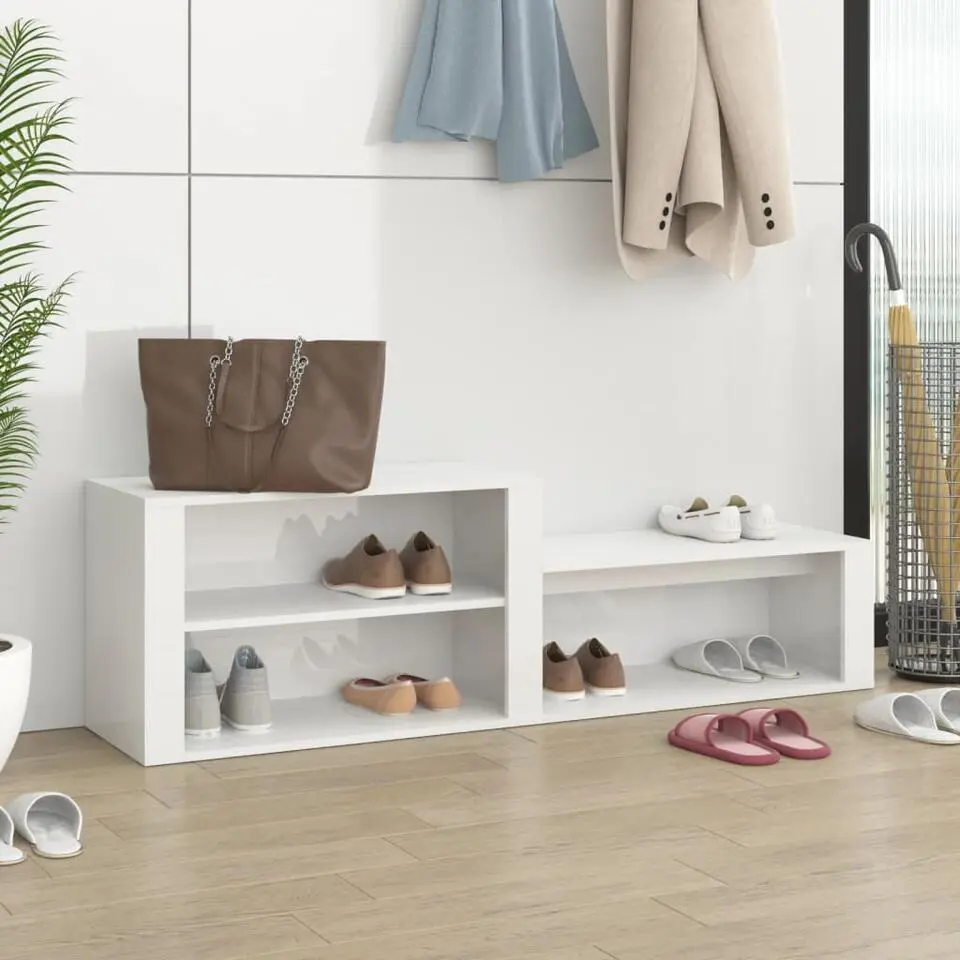 vidaXL - Schoenenkast 6 paar - Hoogglans wit - Bewerkt hout - 150x35x45 cm