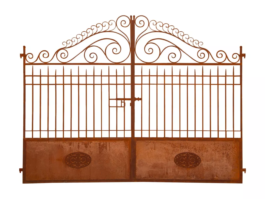 BISCOTTINI Portail en fer - Fer massif avec détails ornementaux - Clôture en fer - Portail en métal - Porte décorative - Portail d'entrée - 320x8x245cm