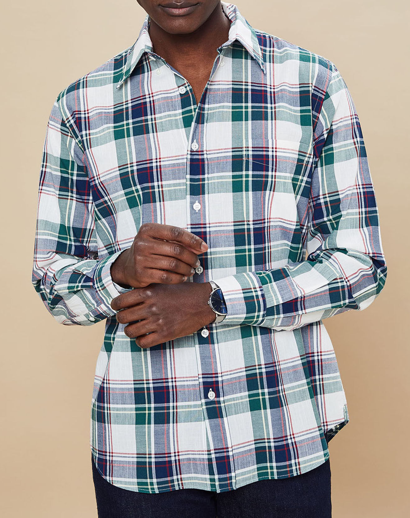 Hartford Chemise Regular Pitt à carreaux vert/bleu/rouge