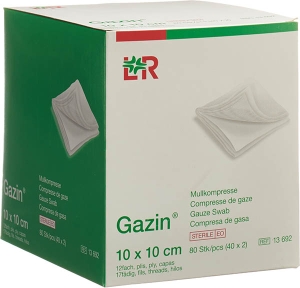 GAZIN Mullkompressen 10 x 10 cm 12-fach steril, 40 x 2 Stück