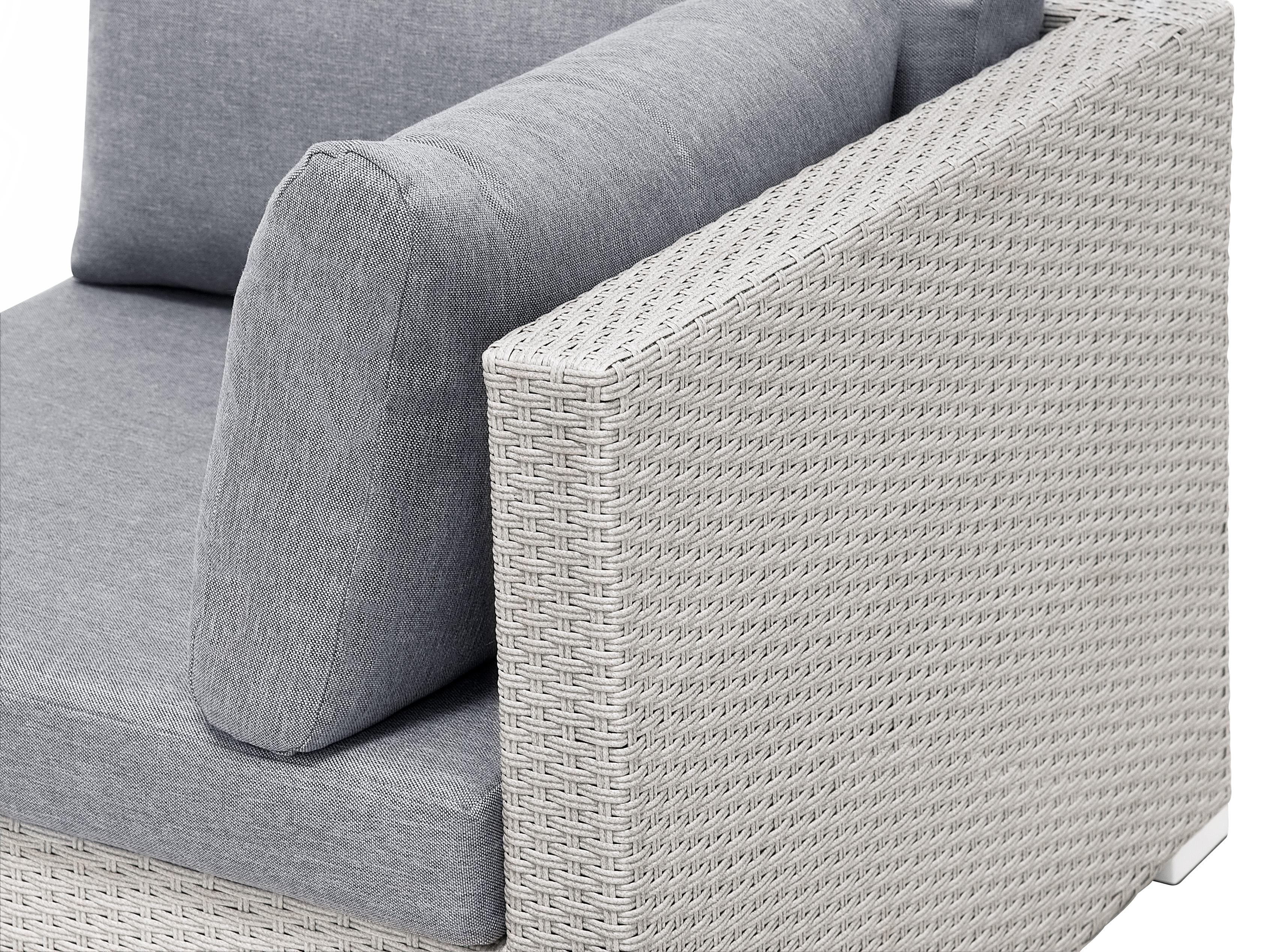Tuin hoekloungeset met tafel 4-zits SANO II linkszijdig modulair PE rotan Lichtgrijs