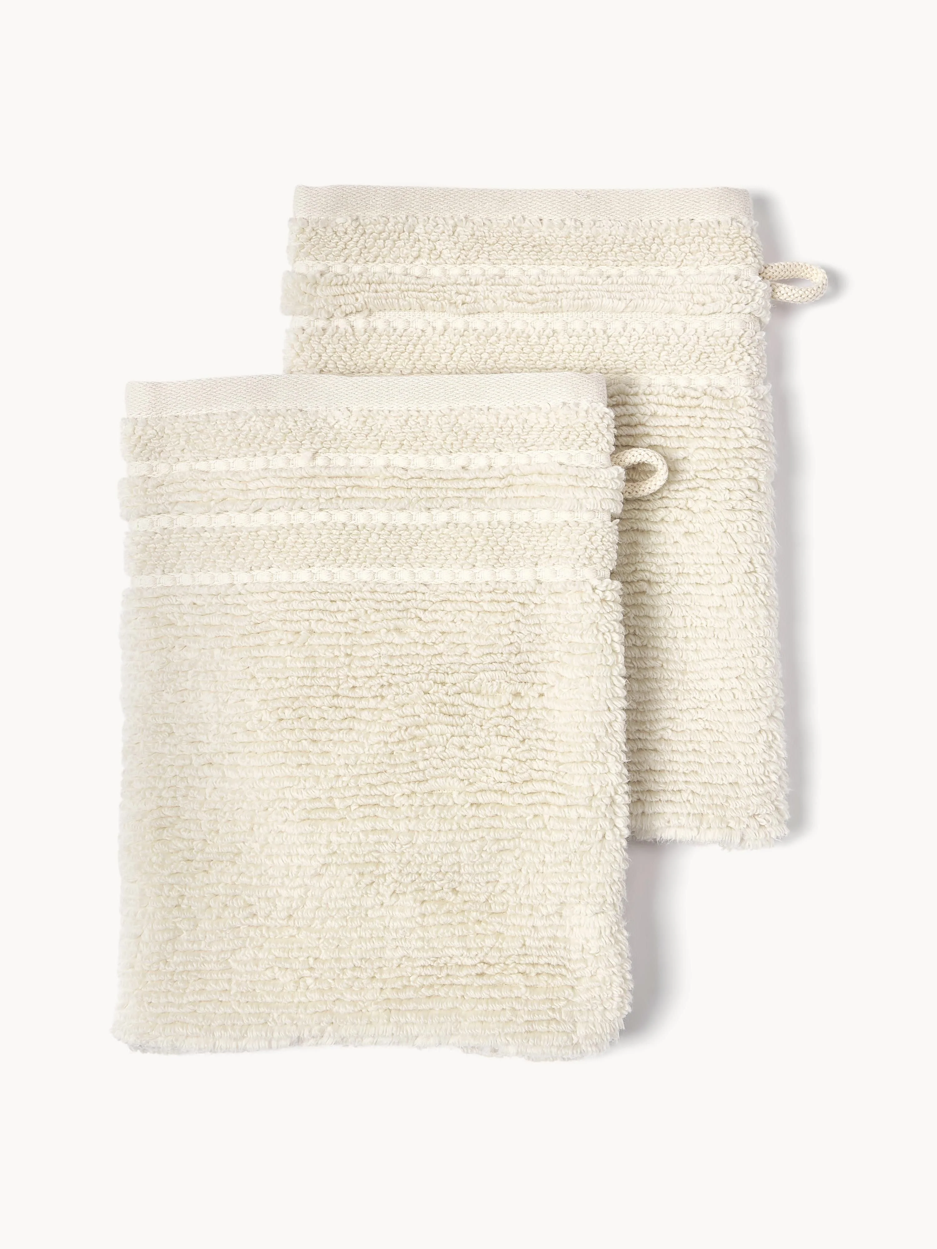 Washandjes Luxe met gestreepte rand, 2 stuks