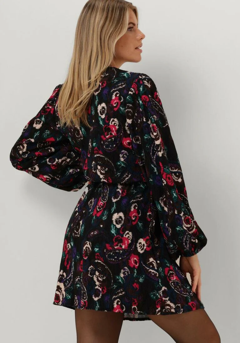ALIX THE LABEL zwarte alix the label mini jurk paisley flower dress