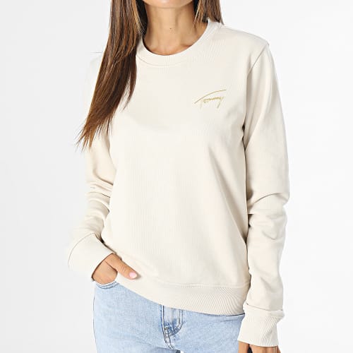 Sweat Crewneck Femme Gold Signature 6906 Beige Doré