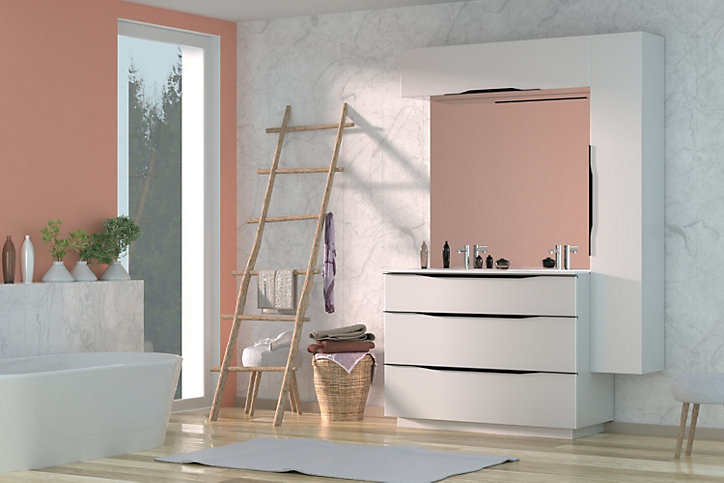Meuble de rangement salle de bains haut Pamili blanc mat 120 cm