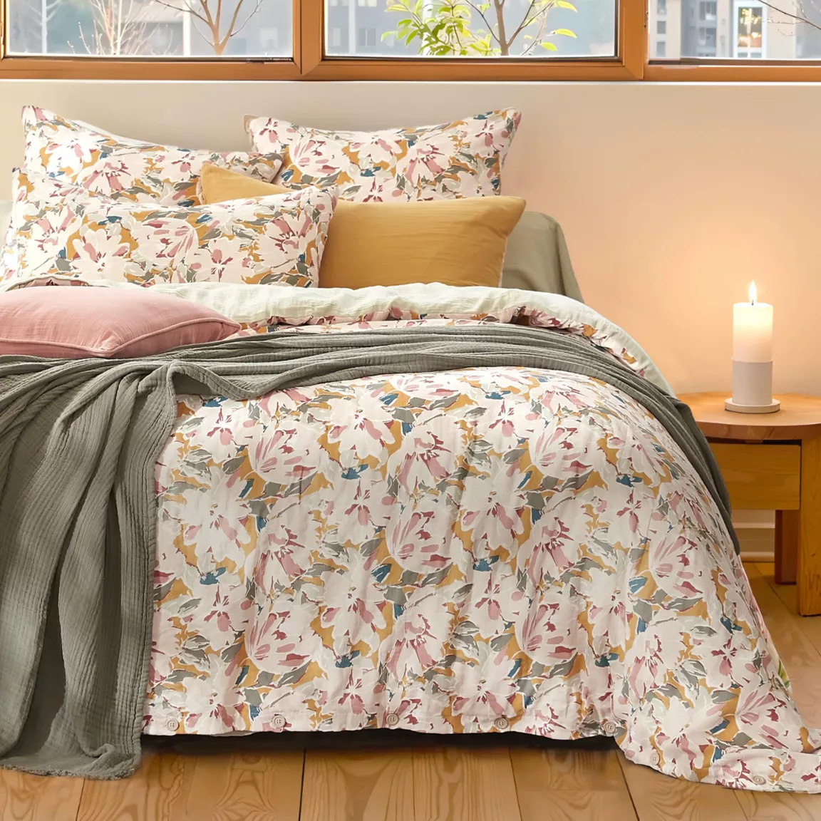 Housse de couette gaze de coton (240 x 220 cm) April Multicolore