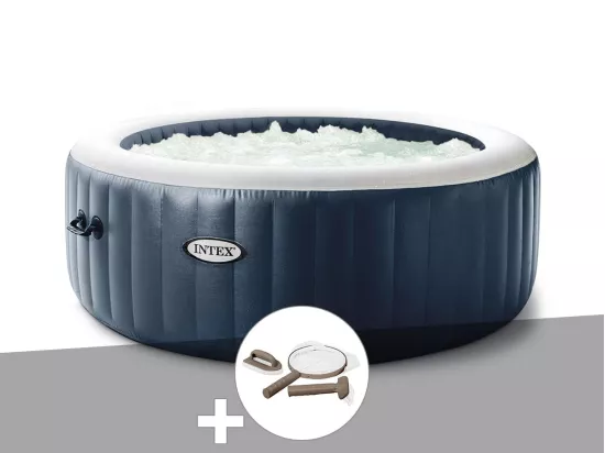 Kit spa gonflable Intex PureSpa Blue Navy rond Bulles 4 places + Kit d'entretien