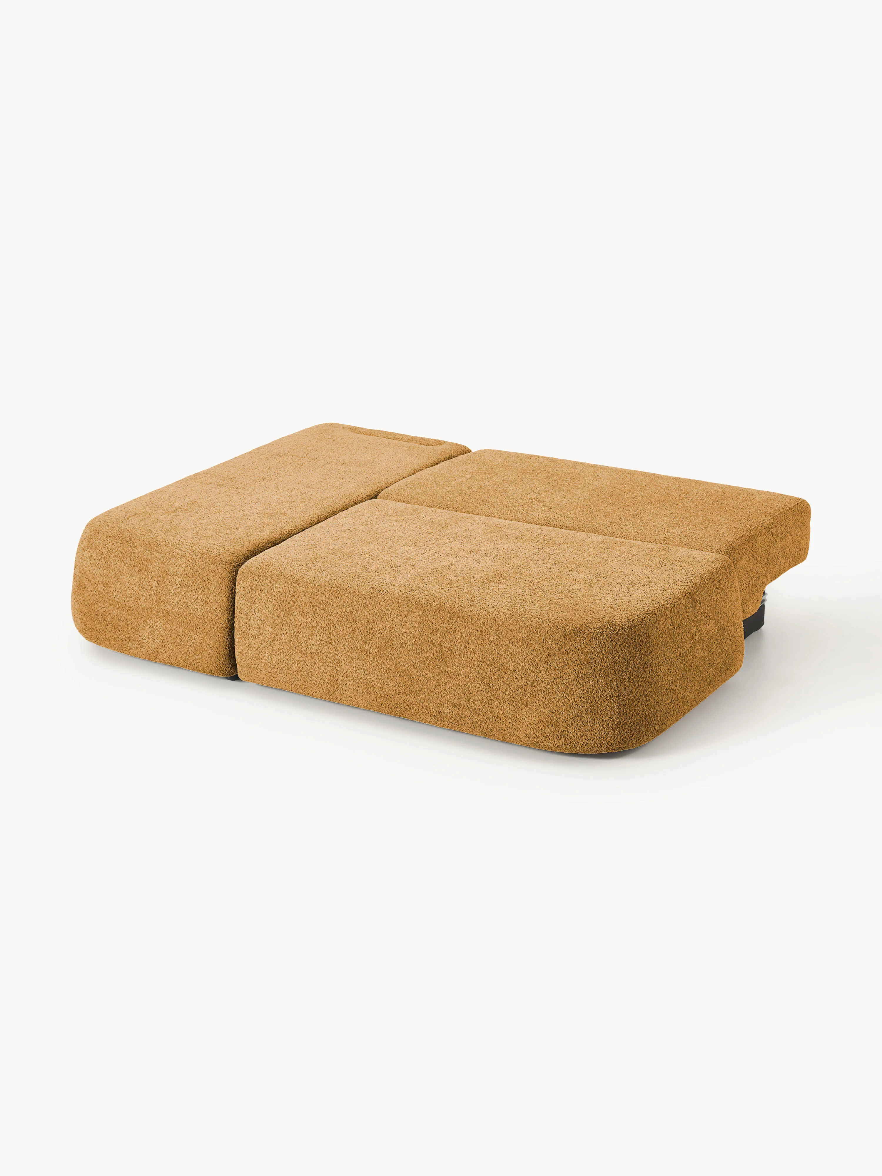 Hoekbankbed Pao van teddy-bouclé met opbergruimte