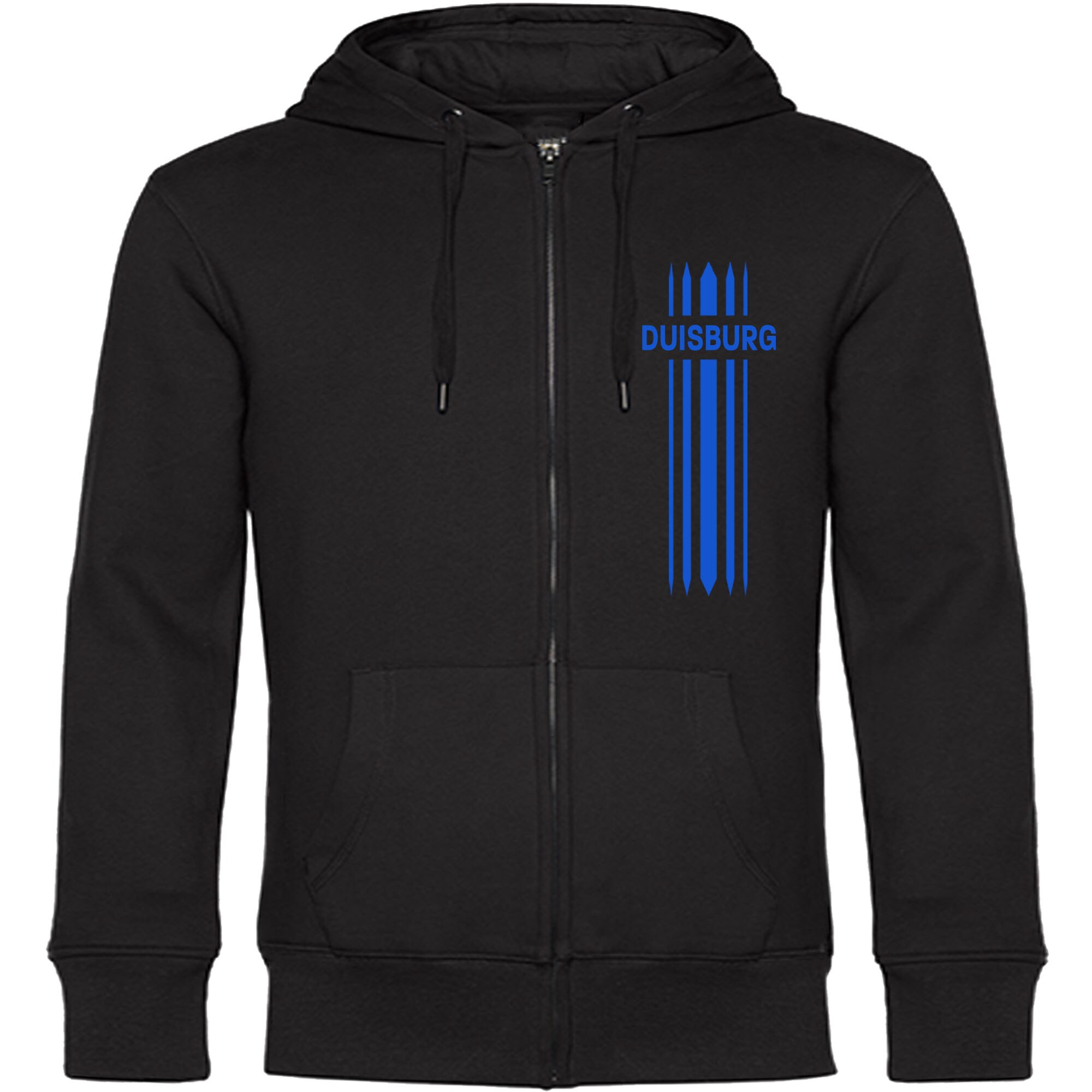multifanshop® Kapuzen Sweatshirt Jacke - Duisburg - Streifen - Druck blau