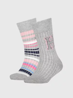 Pacote com 2 pares de meias caneladas multicoloridas