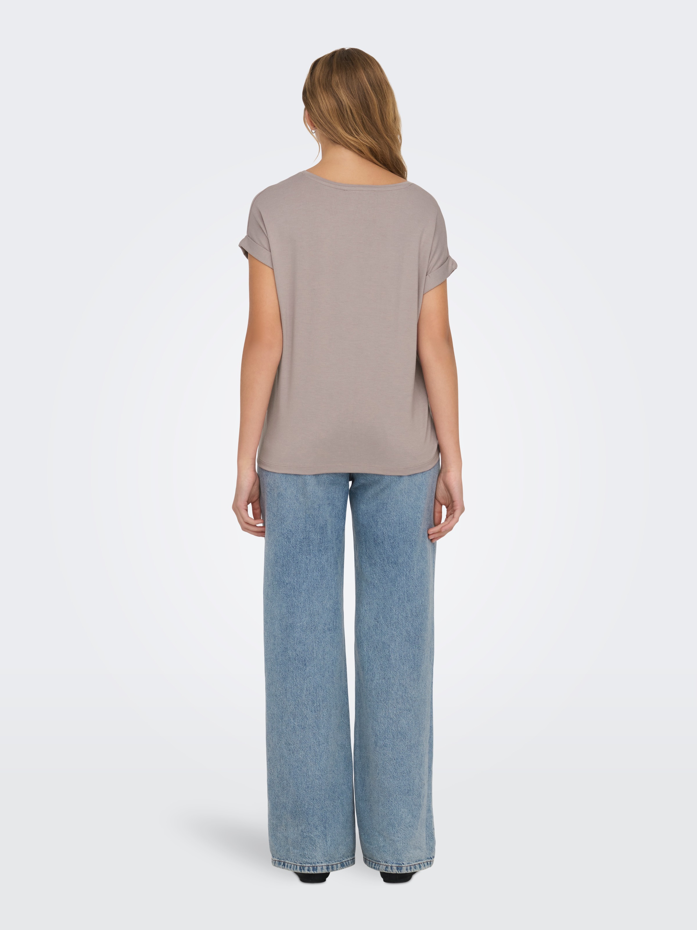 ONLY T-Shirt »ONLMOSTER – Kurzarmshirt mit Aufschlag und klassischem Look«, unifarben, casual, regular fit, Viskosemischung, Rundhals