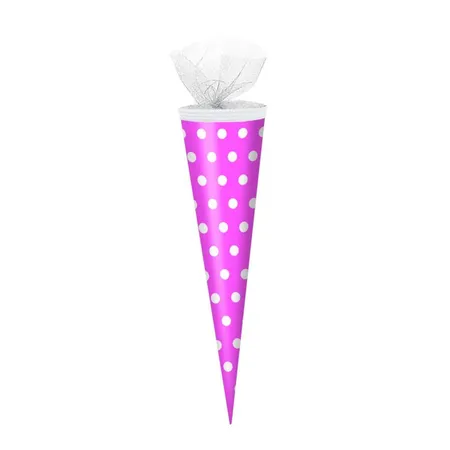 Verpackungsmittel GmbH Schultüte rund, 50 cm, pink mit weiße Punkte