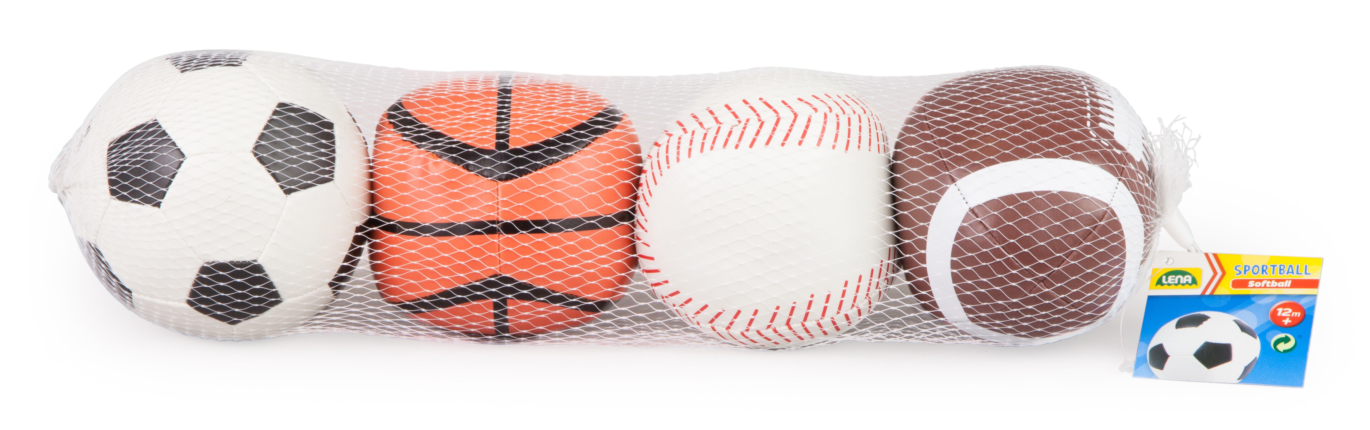 Soft-Sportbälle 10 cm, 4er-Set, Netz