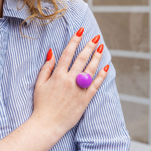 Bague en verre soufflé - Dome Medium Milk