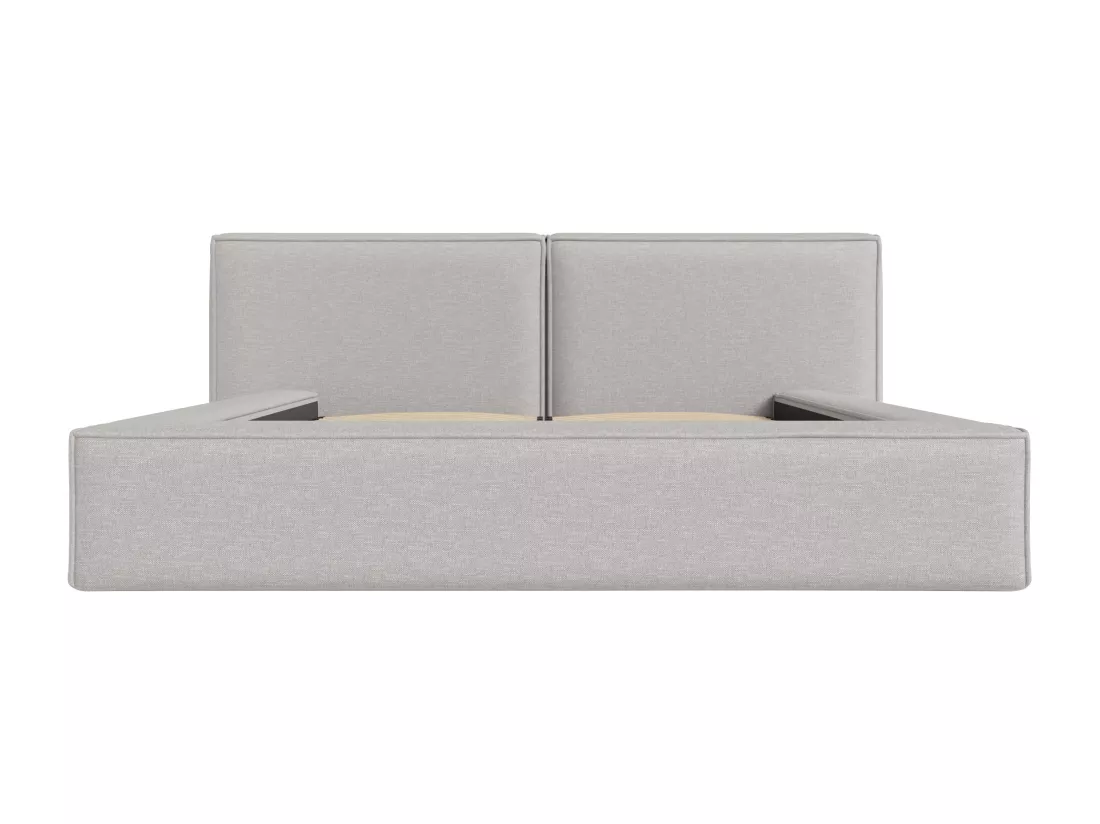 Lit coffre 160 x 200 cm - Tissu - Gris clair + Matelas - TIMANO de Pascal Morabito