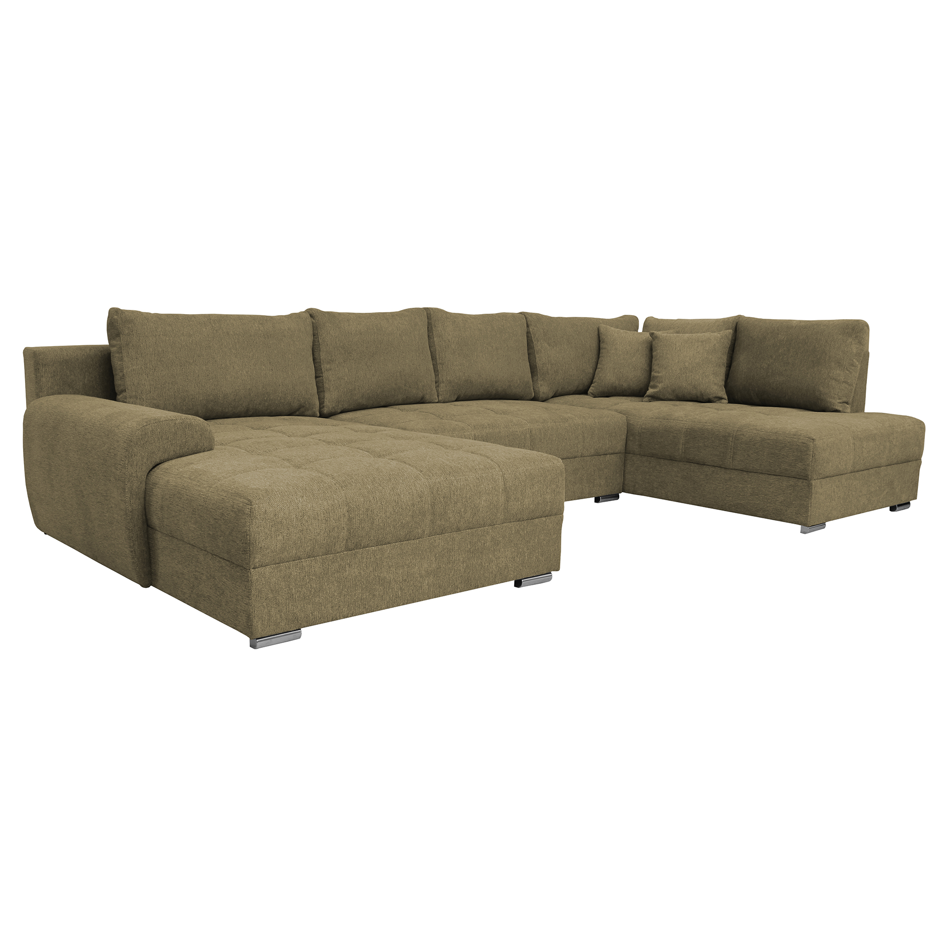 Wohnlandschaft - olive - Liegefunktion und Staukasten - Recamiere links