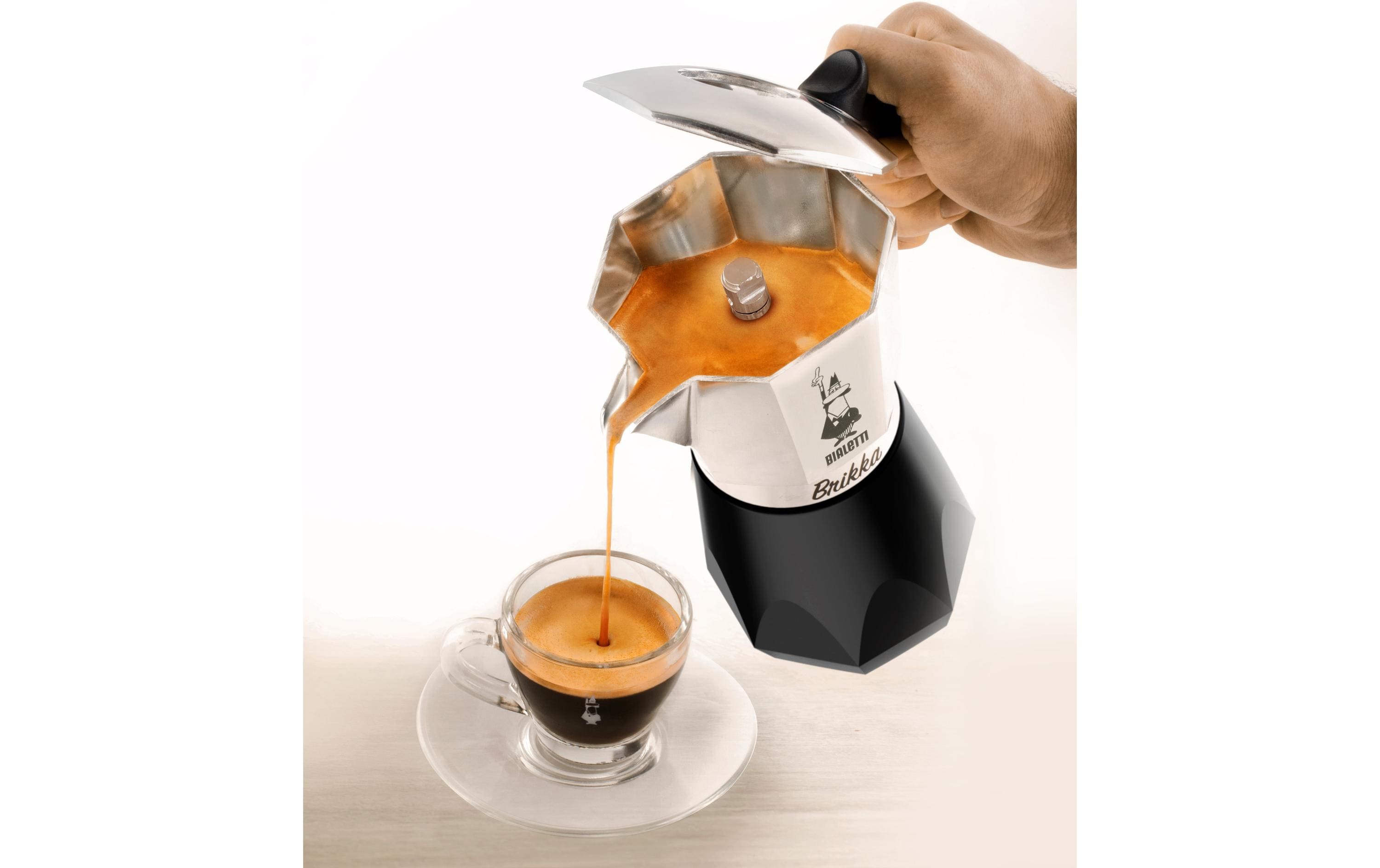 Espressokocher New Brikka für 2 Tassen, SilberItalienische Espressokanne für 2 Tassen