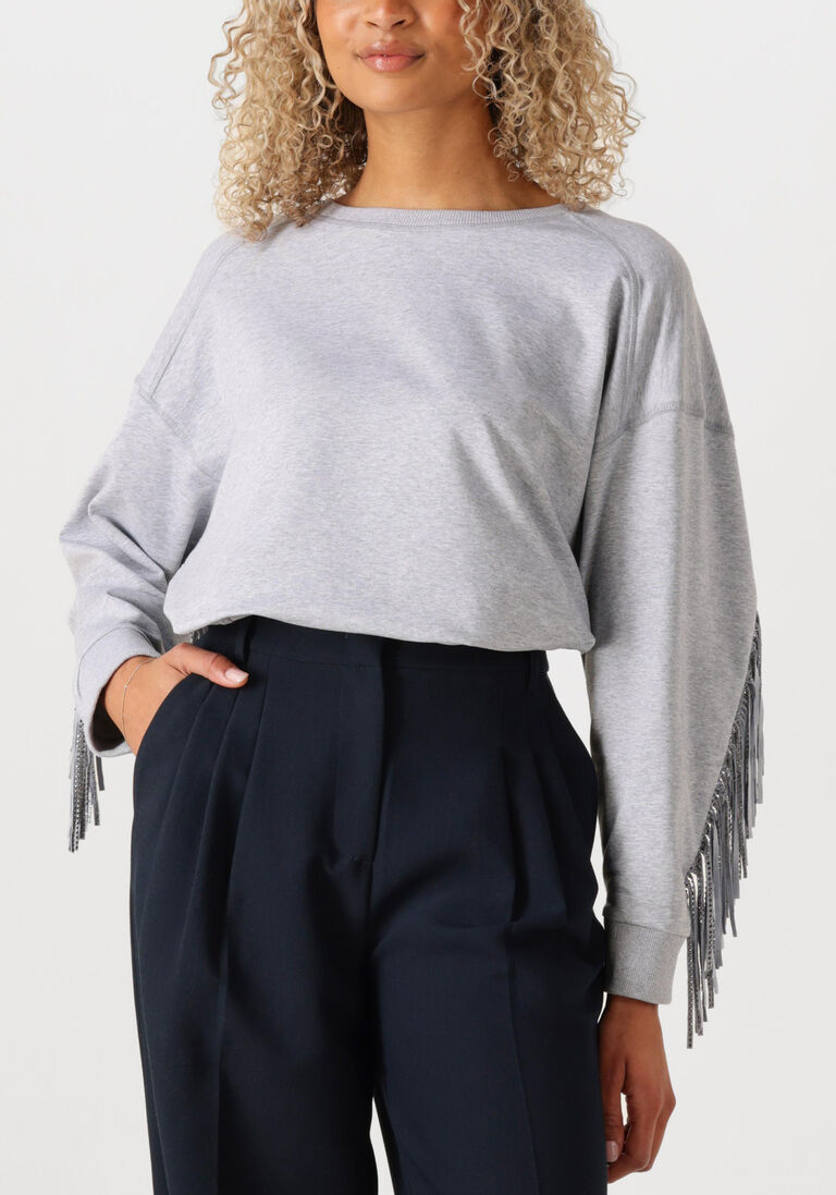 lichtgrijze co'couture trui studcc fringe sweat