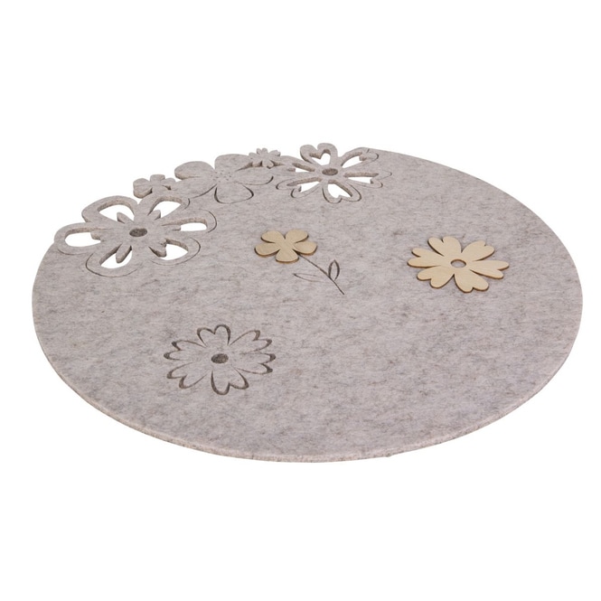Platzdeckchen mit Blumen - rund - ca. 38 x 0,5 cm - 1 Stück