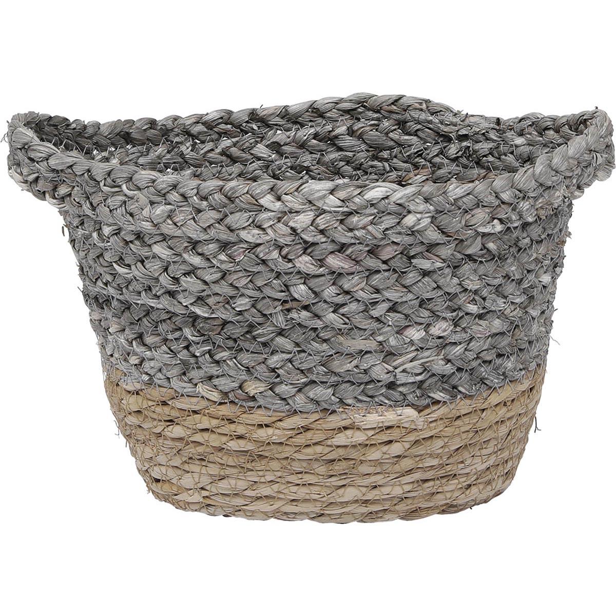 CORBEILLE OVALE MATIERE VEGETALE D.25X20X16CM NATUREL GRIS