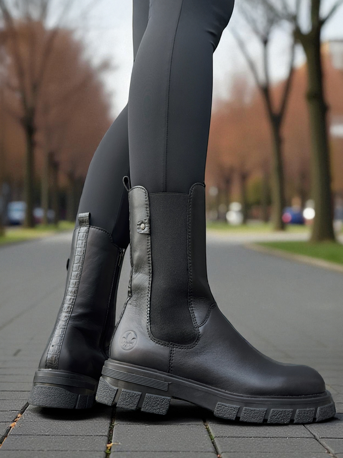 Rieker Classic leather winter chelsea varmfôret.