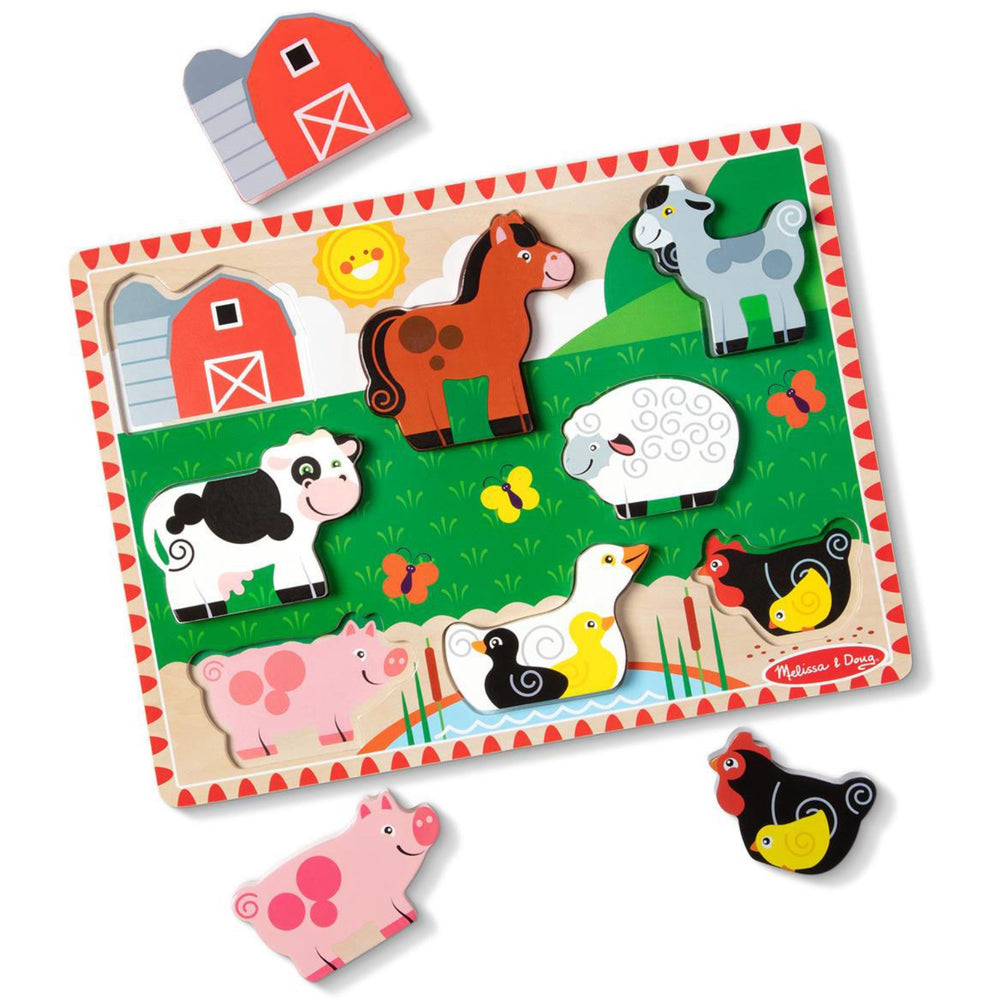 Køb Melissa & Doug Multifarvet Wooden Chunky Puzzle Farm Animals