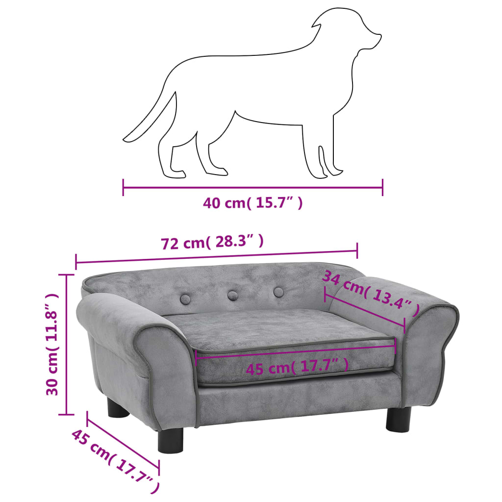 Sofá para cães vidaXL Classic Grey