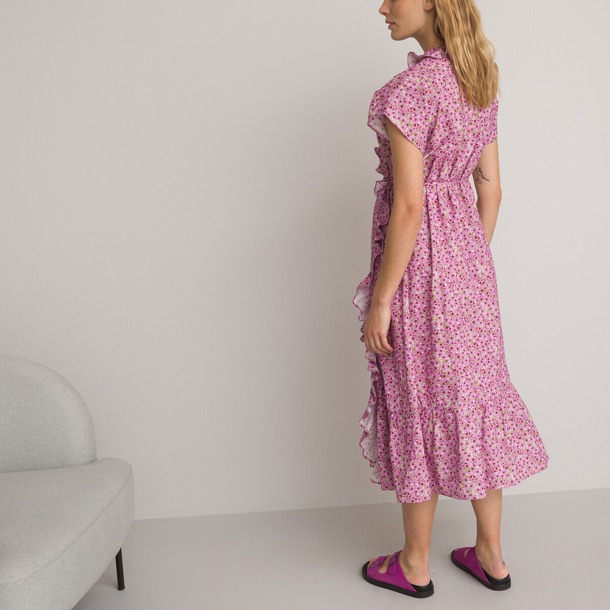 COLEÇÕES LA REDOUTE<br>Vestido de maternidade com babados