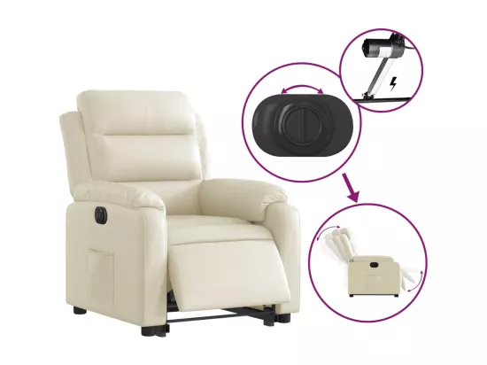 Fauteuil inclinable électrique crème similicuir