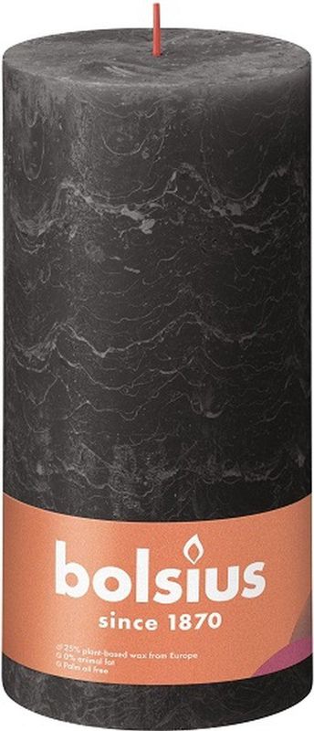 4 stuks Bolsius antraciet rustiek stompkaarsen 200/100 (125 uur) Eco Shine Stormy Grey