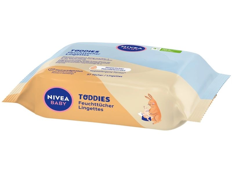 NIVEA BABY Feuchttücher Multipack Toddies 12 x 57 Stück Für natürlich gepflegte Haut ab der ersten Berührung