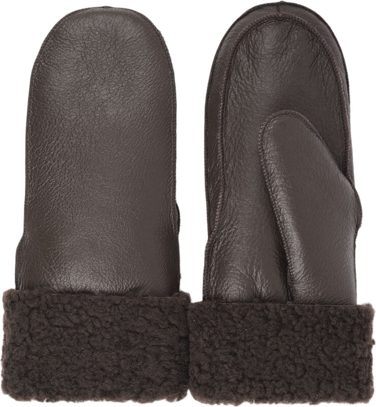 Lovelies VINSON - MITTENS - DOUBLE FACED SHEARLING Dark brown
