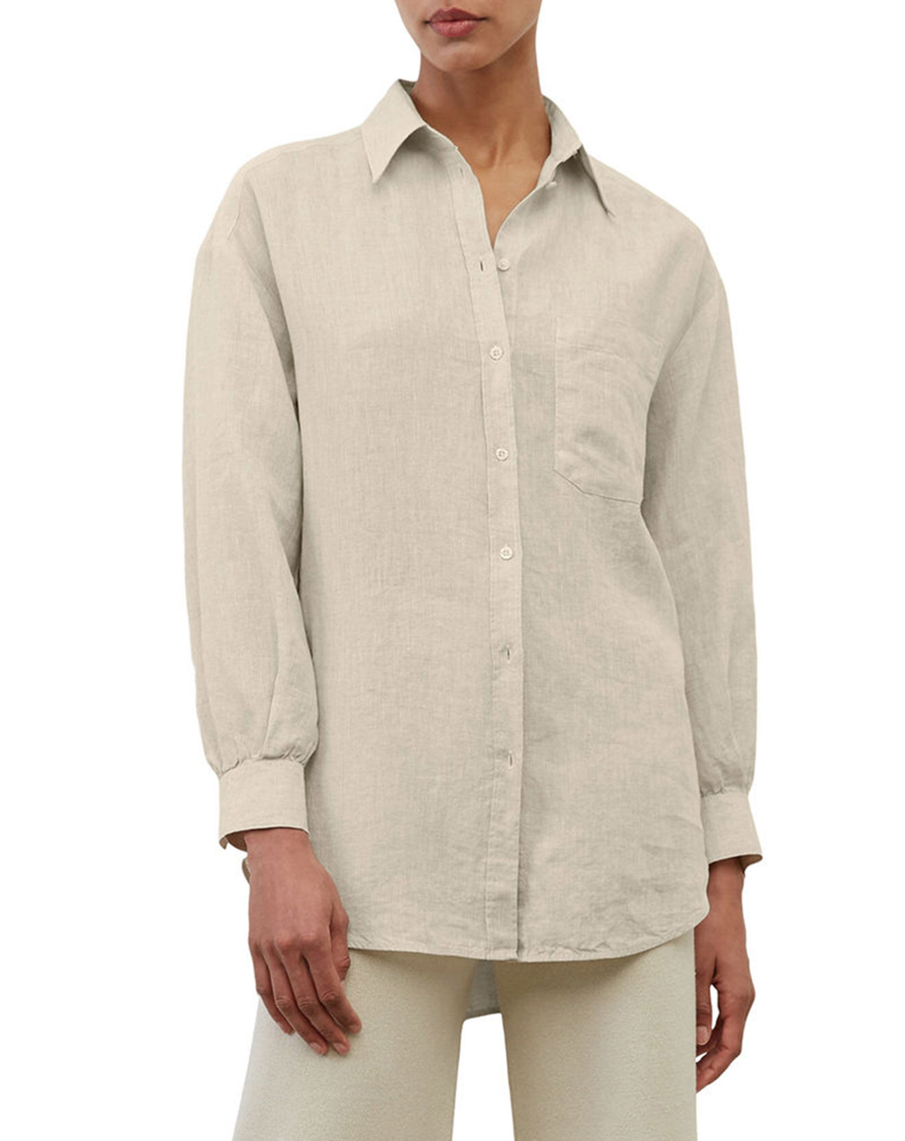 Marc O'Polo Chemise 100% Lin Drapé beige