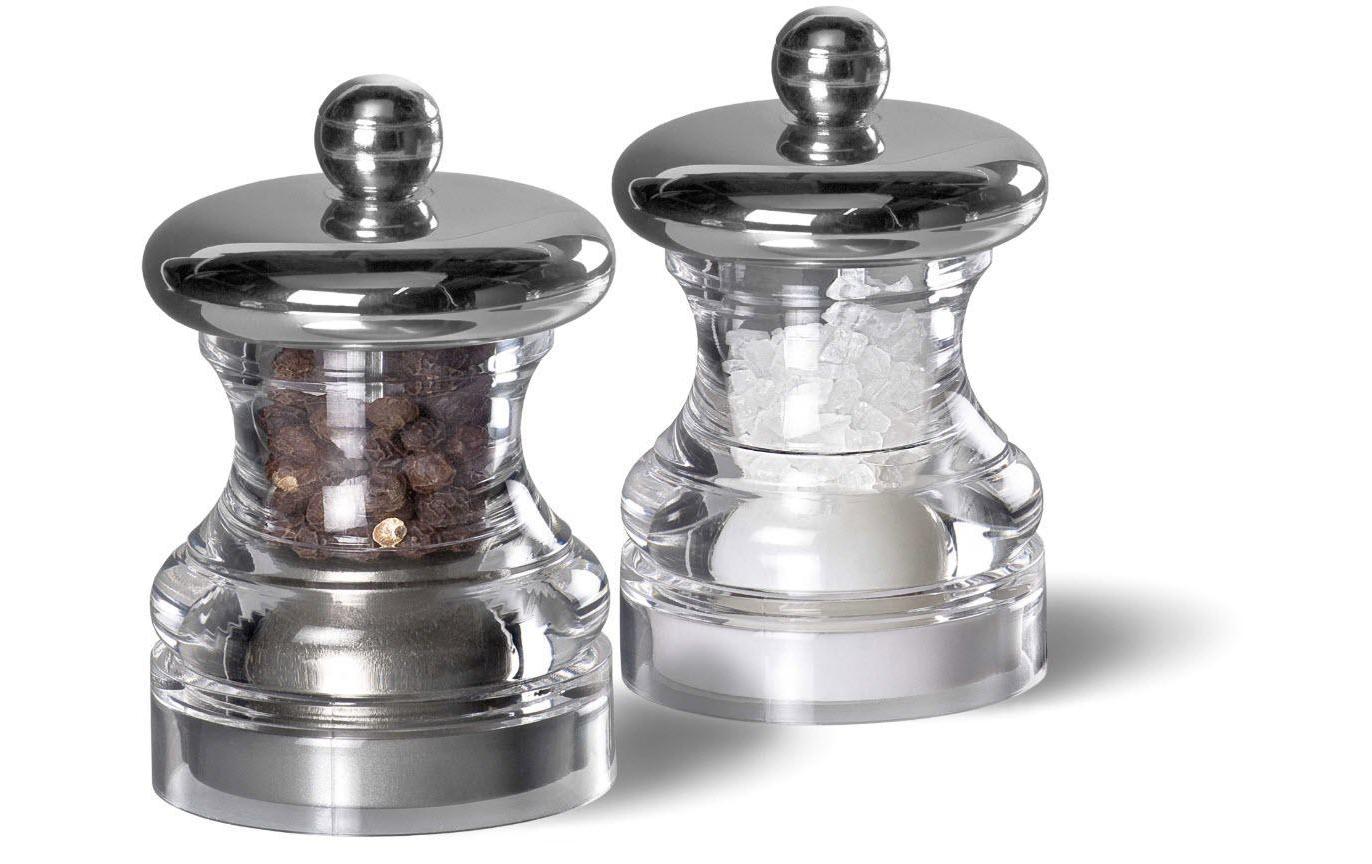 Salz- und Pfeffermühle PO3 2 Stück, 6.5 cm, TransparentPfeffer- und Salzmühle im klassischen Design