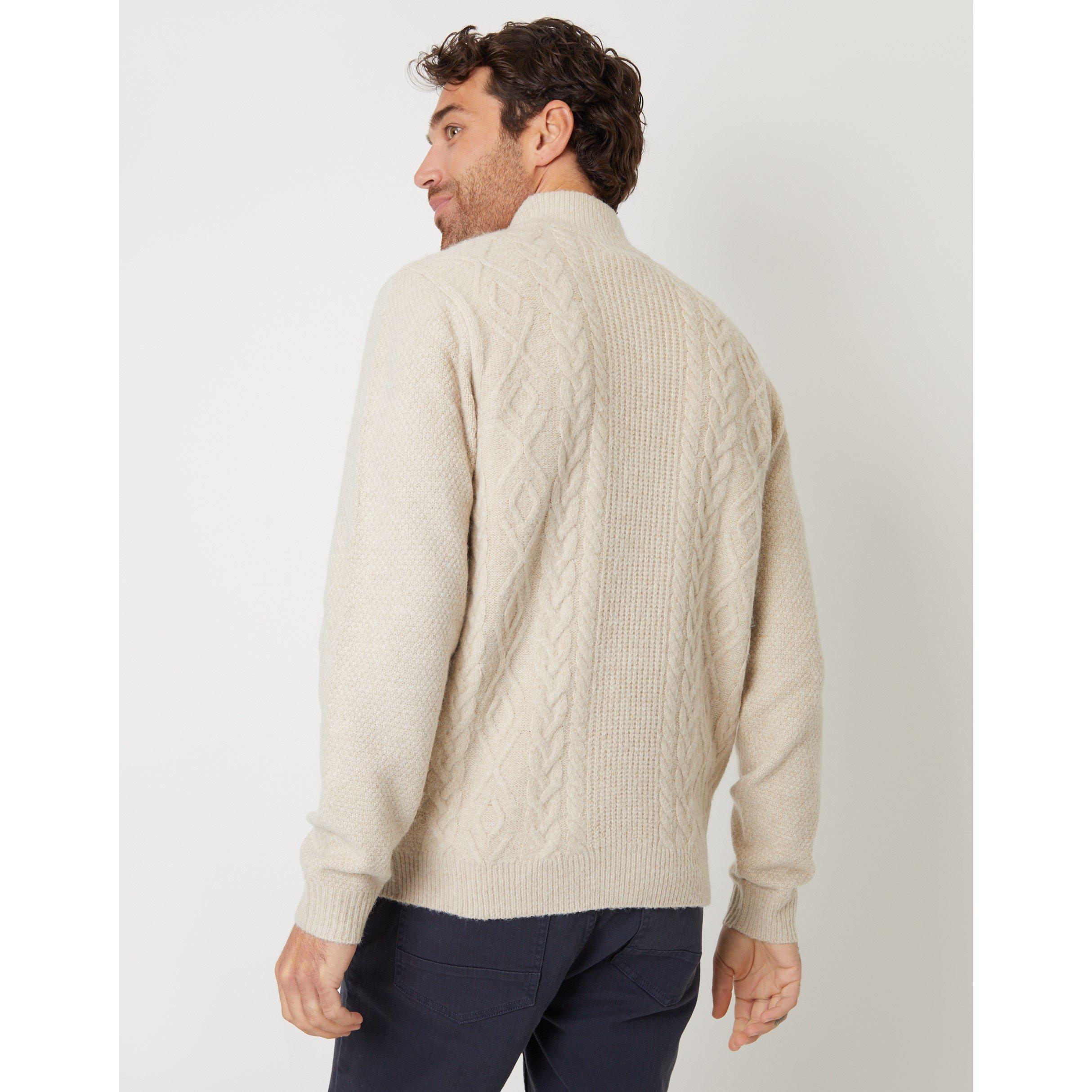 Threadbare TBquarterZip Cable Knit Jumper Mens