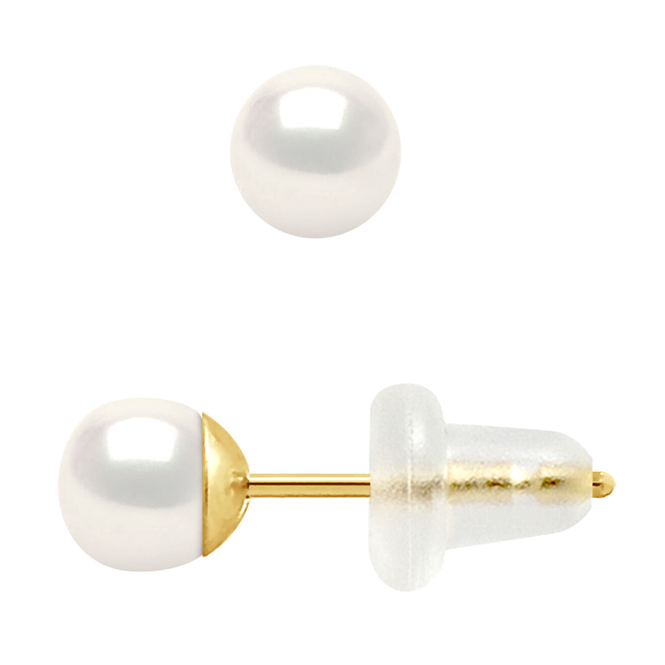 Pearl Addict Boucles d'oreilles Or Jaune & Perles d'Eau Douce blanches