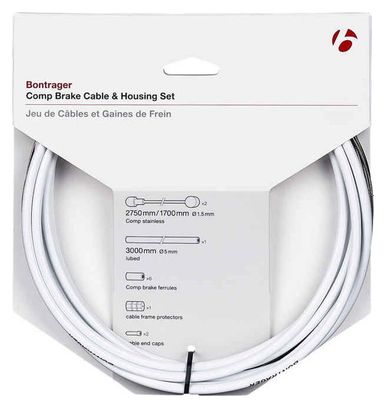 Kit Câble et Gaine Frein Bontrager Route Pro 5mm Blanc