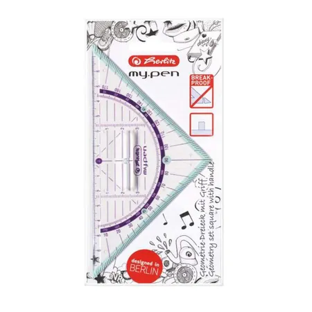 Herlitz Geometriedreieck My Pen mit Griff 16cm farbig