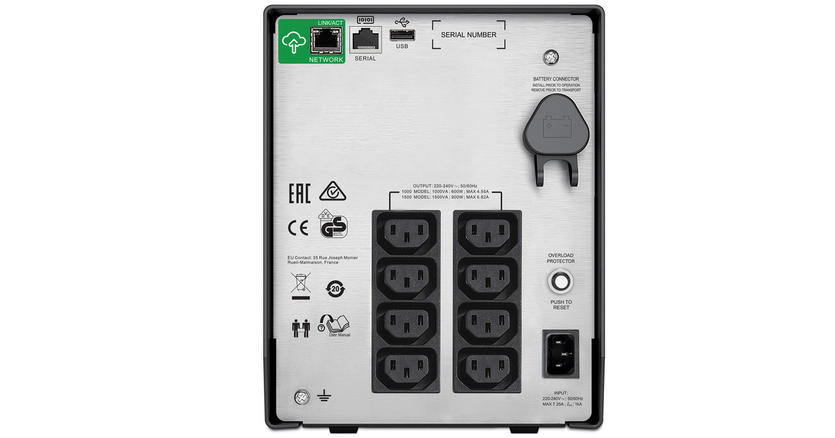 APCSmart-UPS SMC1500IC Noodstroomvoeding ups  (Zwart, 8x C13, USB, SmartConnect, 1500VA)