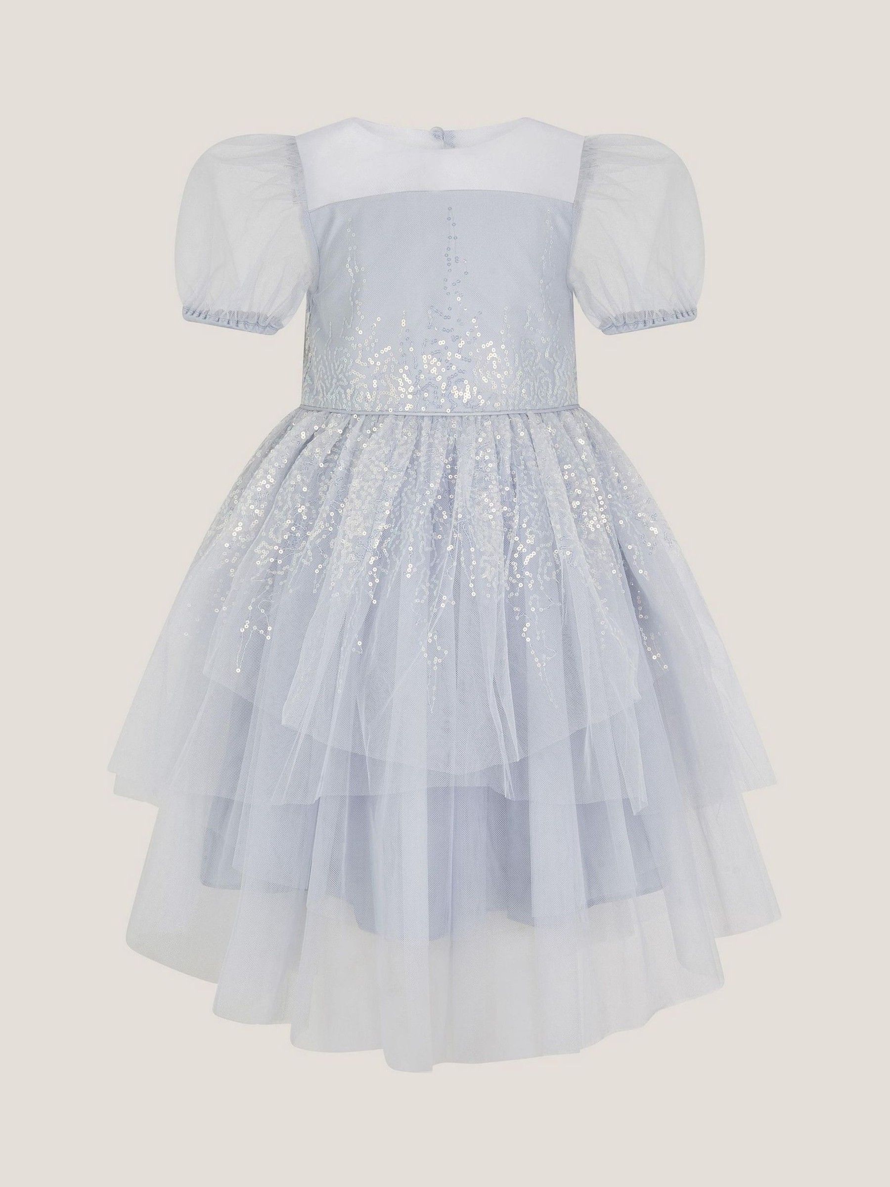 Monsoon Sequin Puff Sleeve Tiered Party Dress