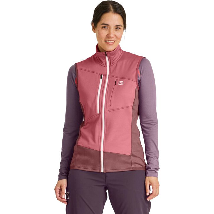 ORTOVOX Fleece Grid Weste Damen mountain rose