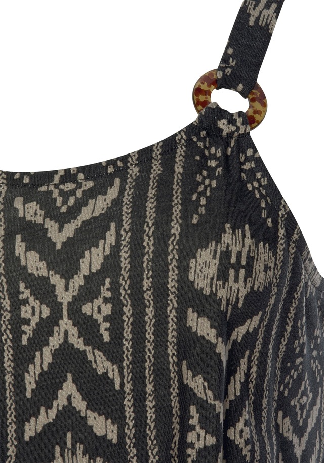 LASCANA Jerseykleid mit Ringdetail am Träger, Sommerkleid im Alloverdruck, Strandkleid