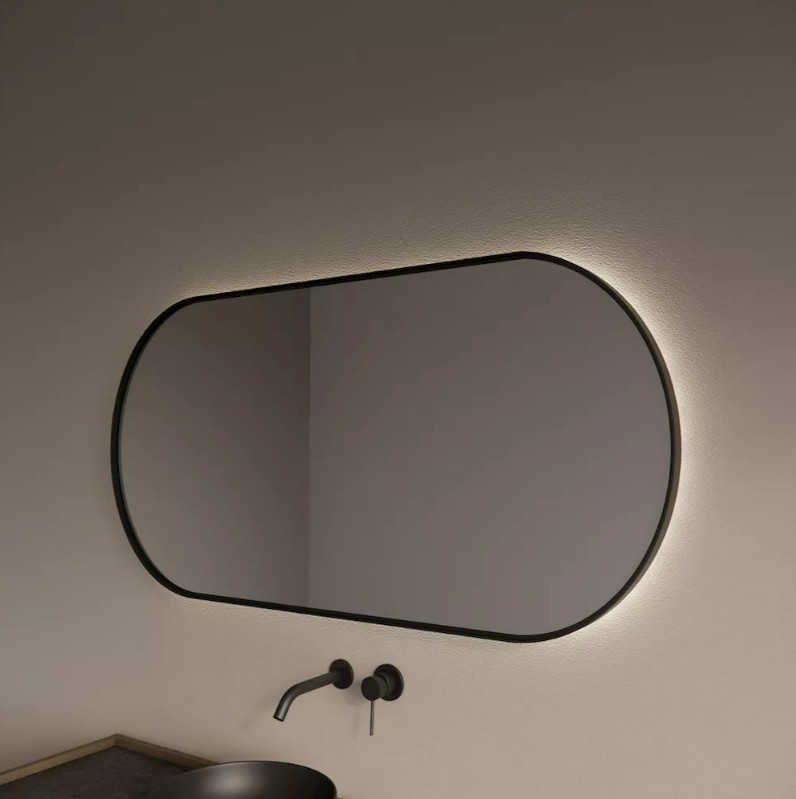 Gliss Design Aura spiegel met LED-verlichting 120x70cm mat zwart