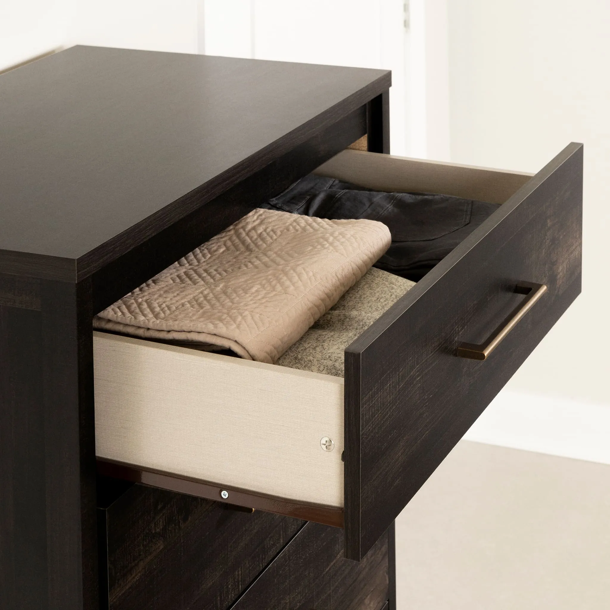 South Shore Commode 5 Tiroirs - Gravity Noir Antiqué