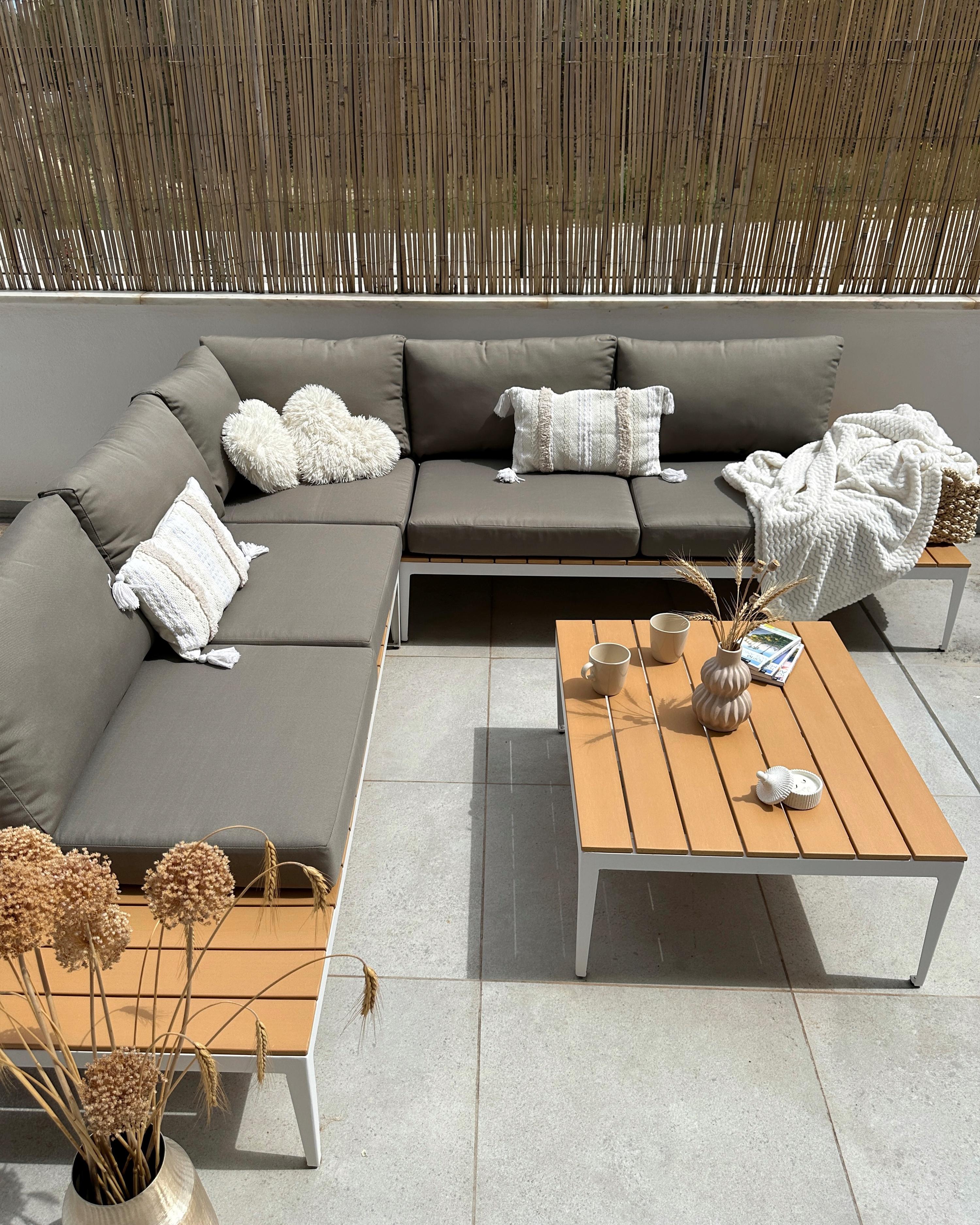 Tuin hoekloungeset met tafel 5-zits POSITANO Grijs