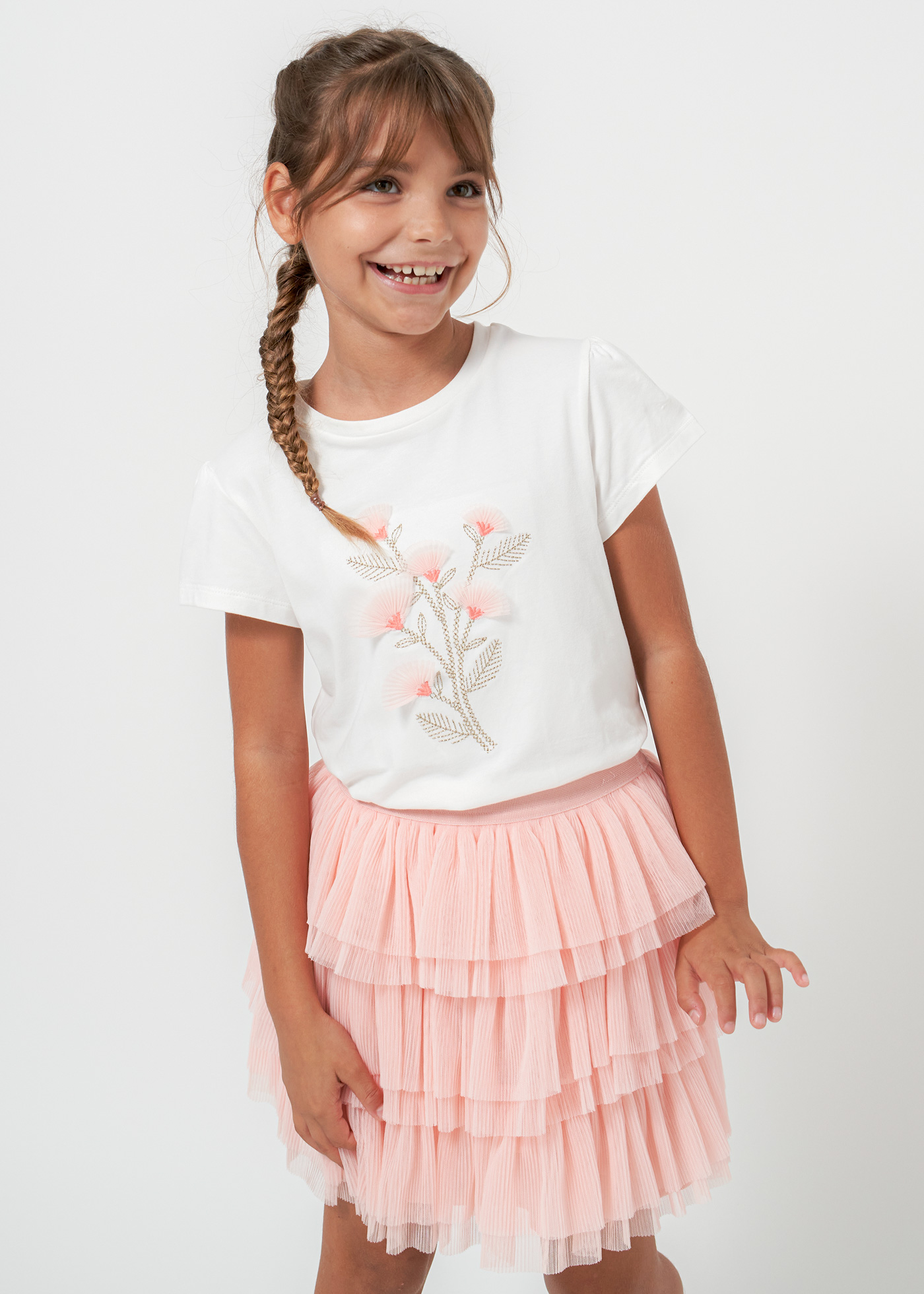 Camiseta floral bordada Quartz para meninas