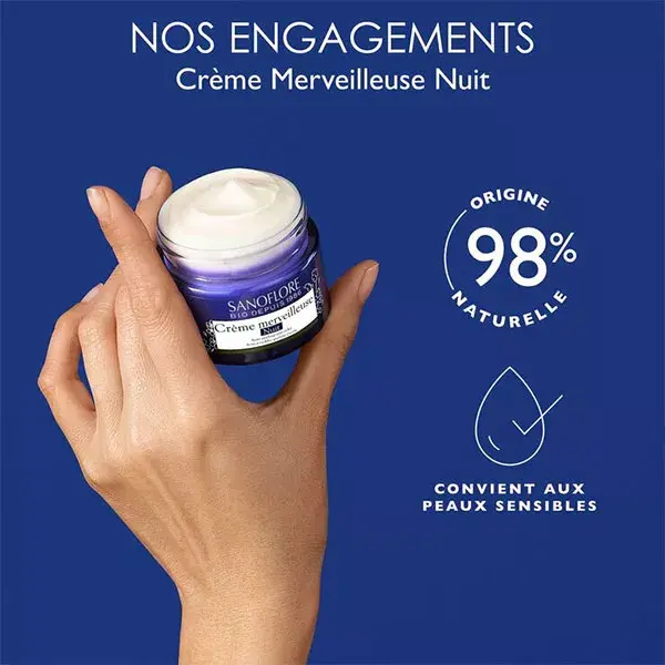 Creme Noturno Maravilhoso Sanoflore, Tratamento Peeling Orgânico Antirrugas, 50ml
