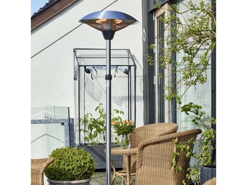 HORTUS Terrassevarmer gulvmodel med teleskop 900/1200/2100 W, HA, sølv (211-372)
