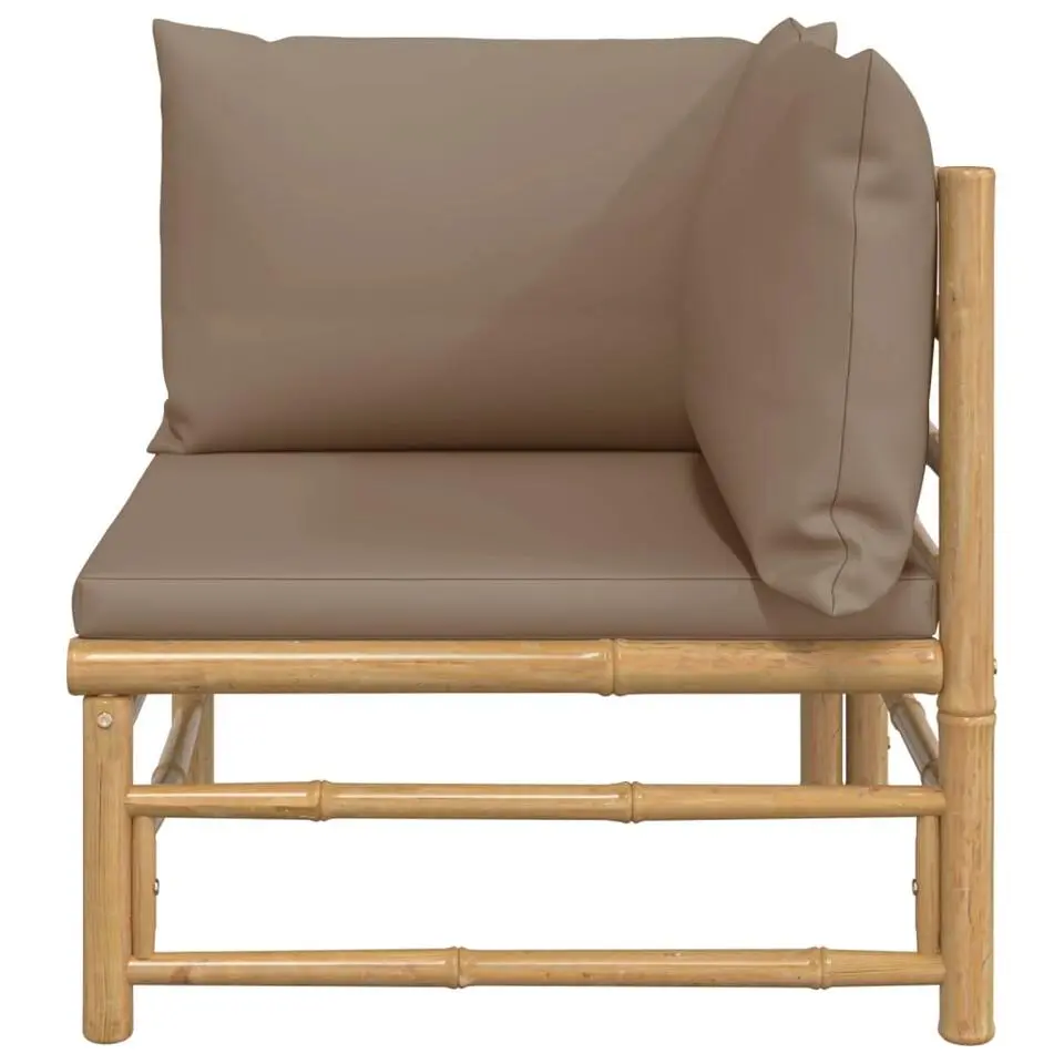 vidaXL - Tuinhoekbank - Taupe - Bamboe - Met kussens